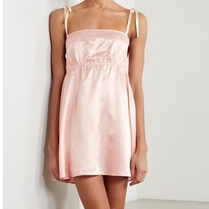 Morgan Lane Hanna Satin Chemise Dress in Peach S